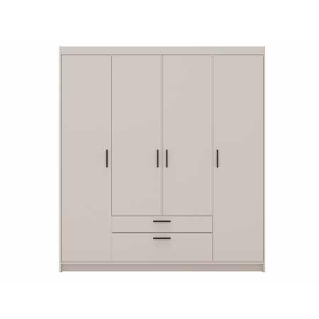 Szafa 4-drzwiowa z szufladami 176 cm garderoba TRINO beżowa